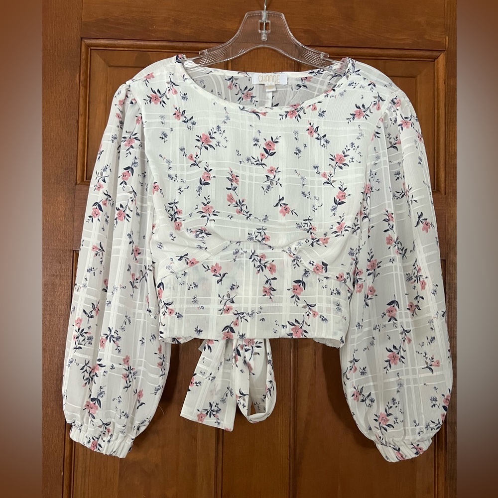 Floral Print Blouse with Tie-Back Detail